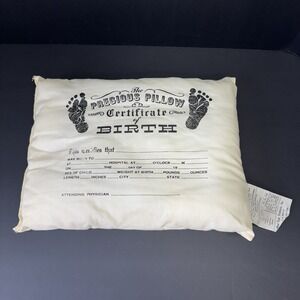 Vintage Newborn Baby Birth Certificate Keepsake Precious Pillow